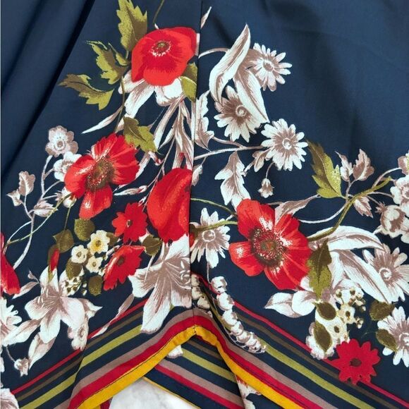 BAILEY BLUE Royal Blue Asymmetrical Handkerchief dress w/ Floral Design Sz S EUC - Picture 8 of 13